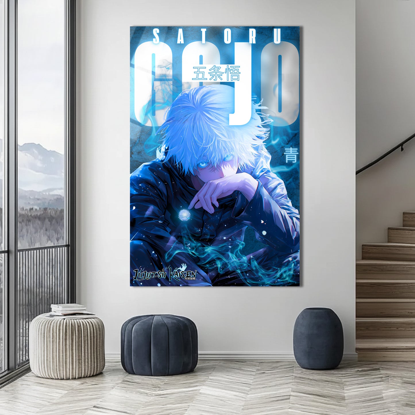 Satoru Gojo Limitless Blue Awakening Glass Art