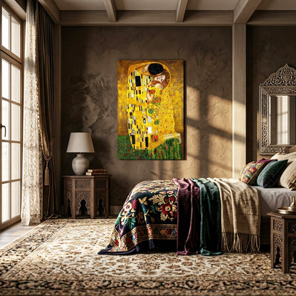 Gustav Klimt The Kiss Glass Wall Art