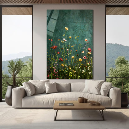 Wildflower Meadow Glass Wall Art
