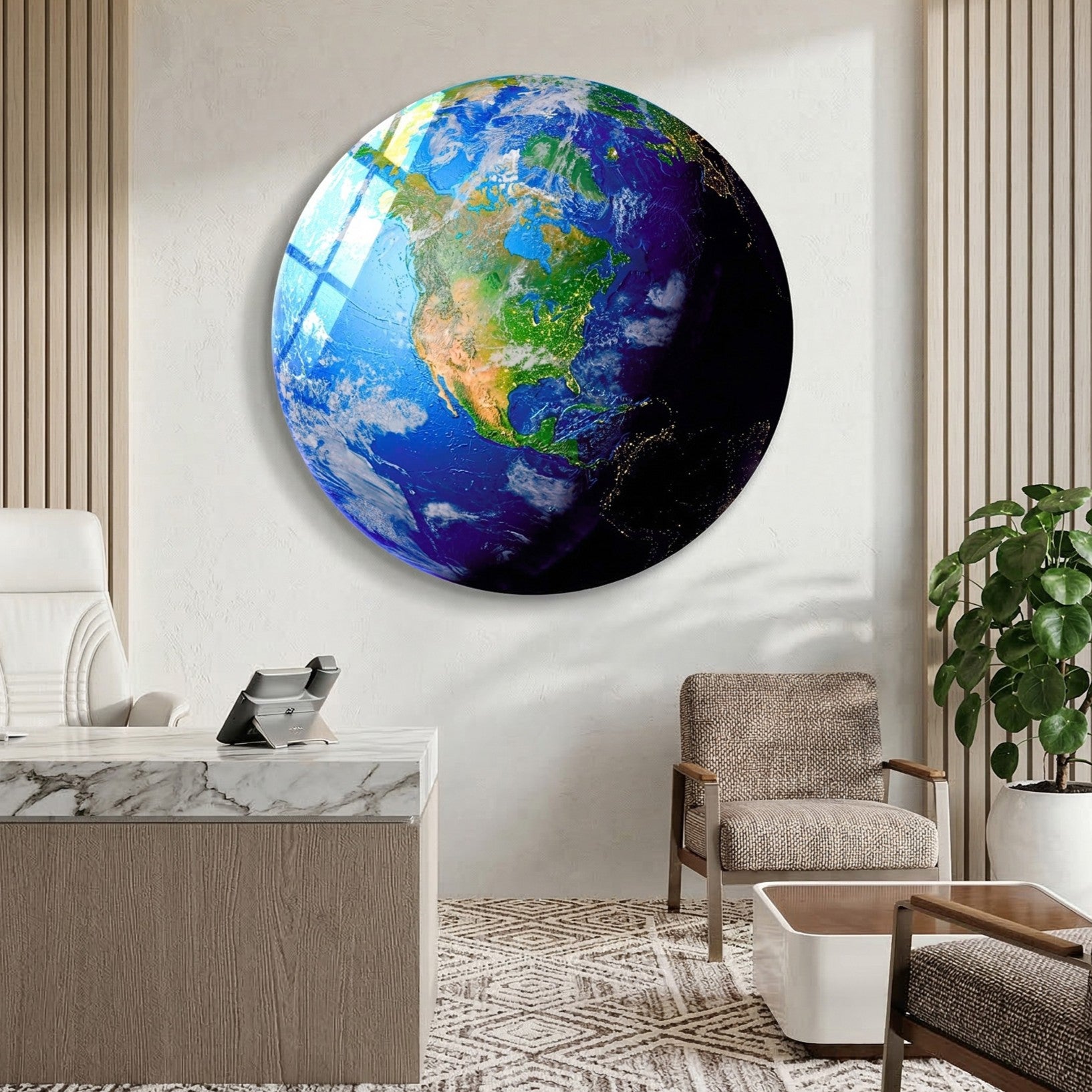 Earth From Space Glass Wall Art.
