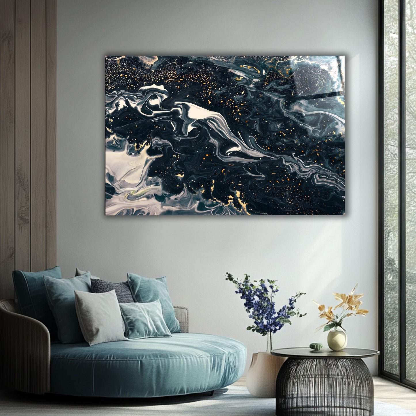 Celestial Marble Swirls Glass Wall Art
