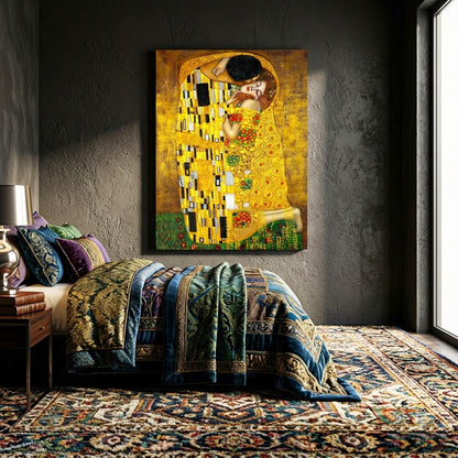 Gustav Klimt The Kiss Glass Wall Art