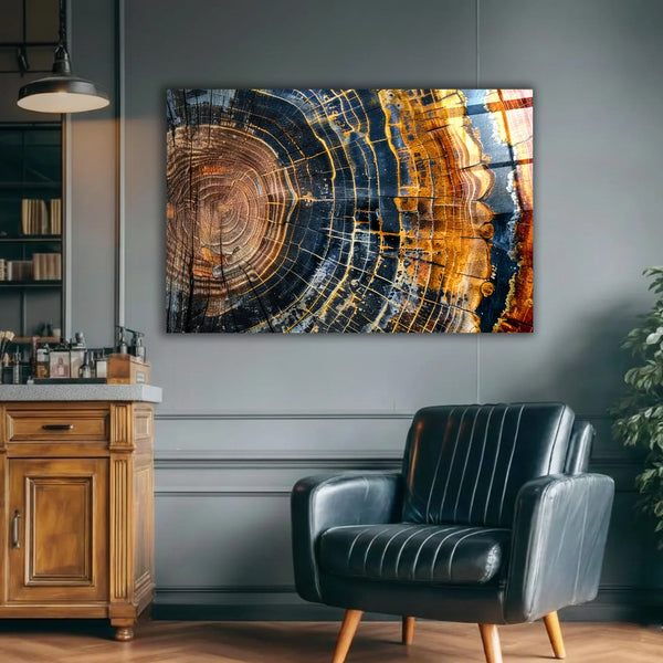 Colorful Tree Rings Glass Wall Art.