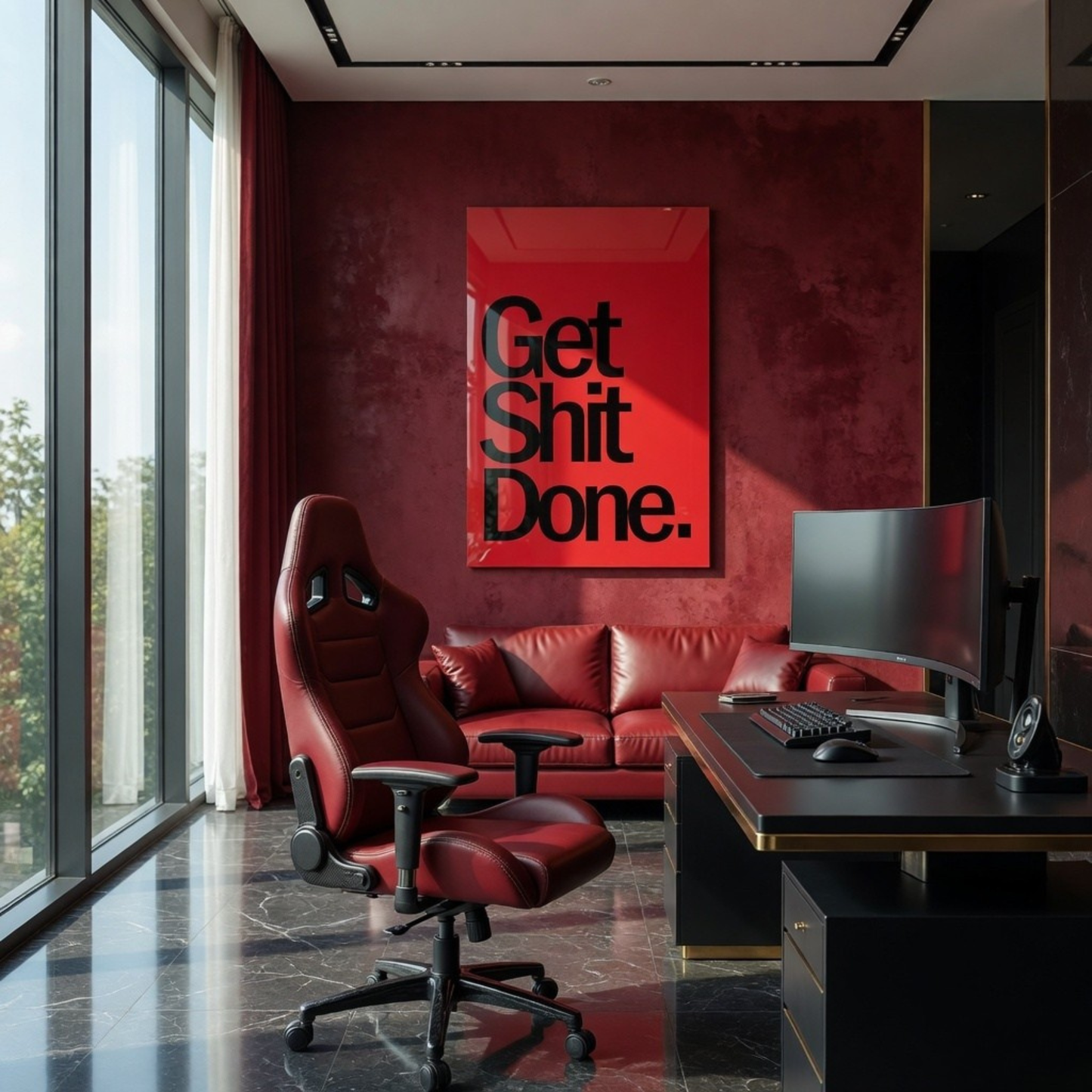 Get shit Done Motivation Glass Wall Art