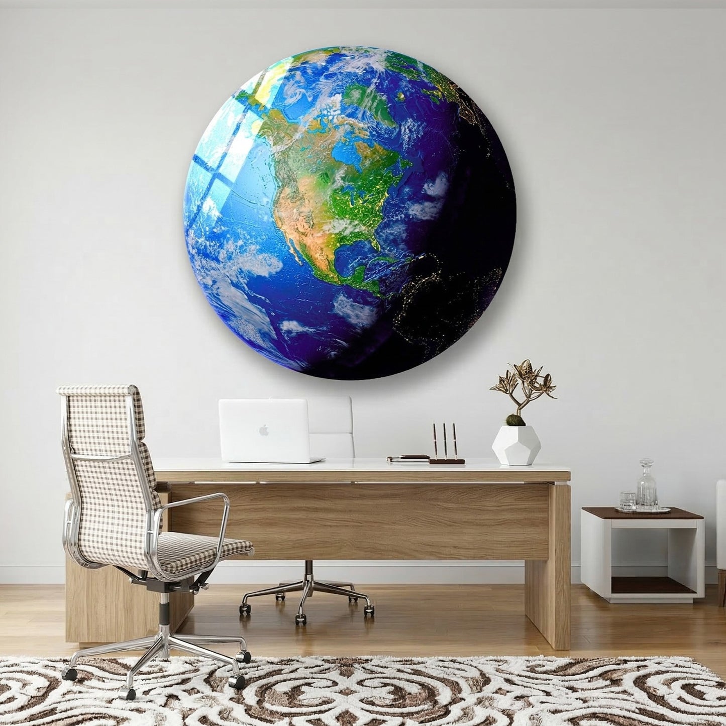 Earth From Space Glass Wall Art.