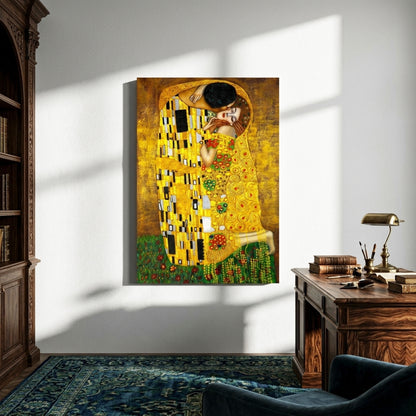Gustav Klimt The Kiss Glass Wall Art