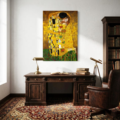 Gustav Klimt The Kiss Glass Wall Art
