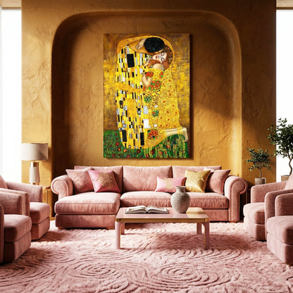 Gustav Klimt The Kiss Glass Wall Art