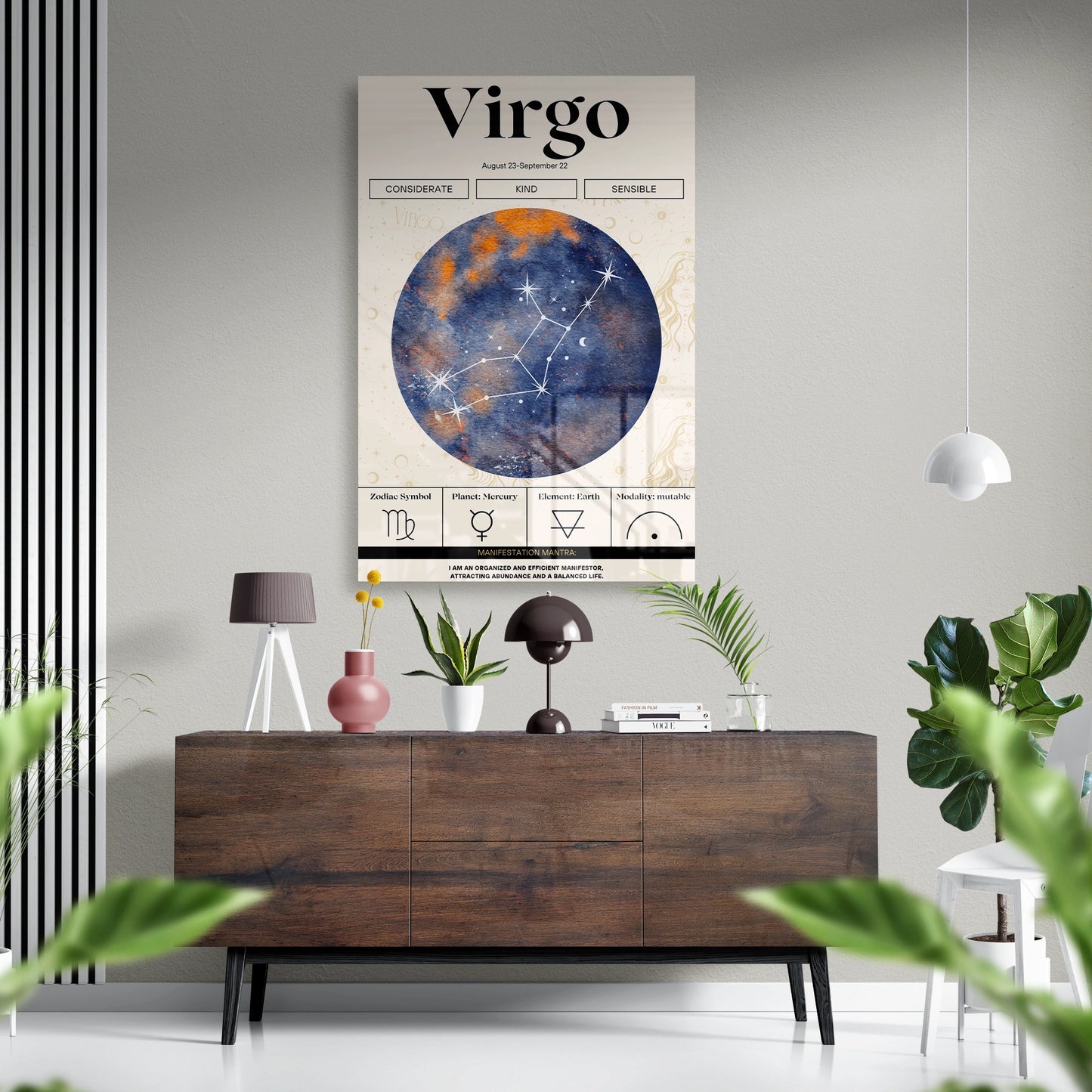 Virgo Zodiac Glass Poster