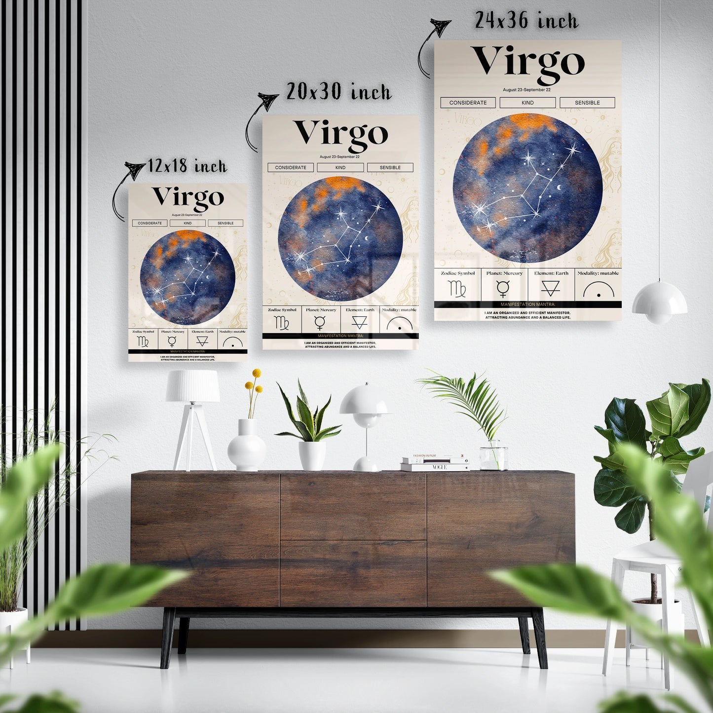 Virgo Zodiac Glass Poster