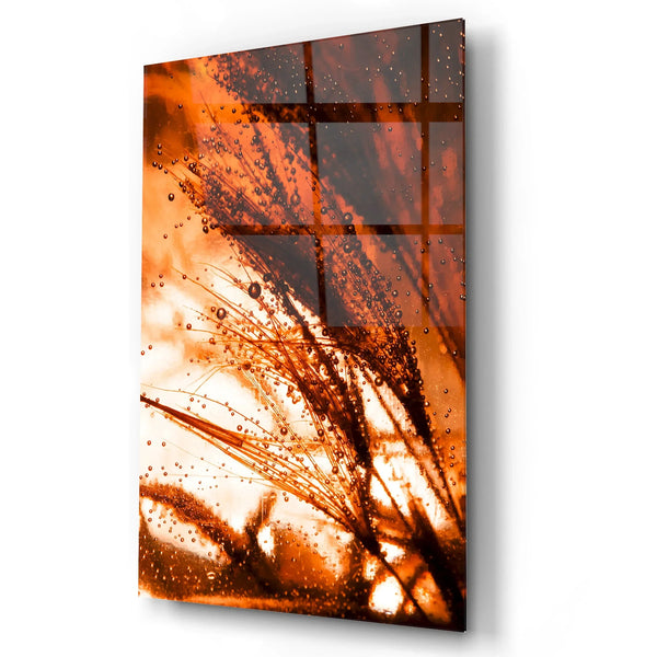 Golden Natural Harmony Glass Wall Art.